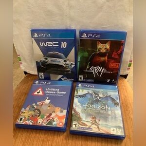 PS4 Lot Of 4 Horizon Forbidden West Launch Edition,Stray, Wac10 & Goose …​​​​​